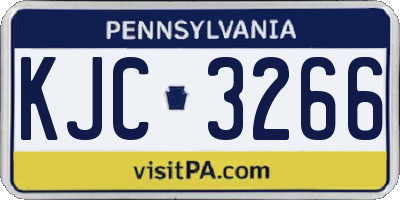 PA license plate KJC3266