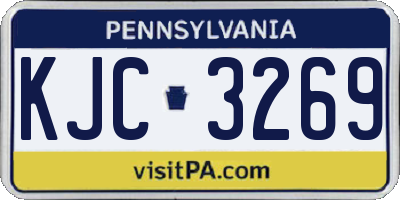 PA license plate KJC3269