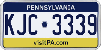 PA license plate KJC3339