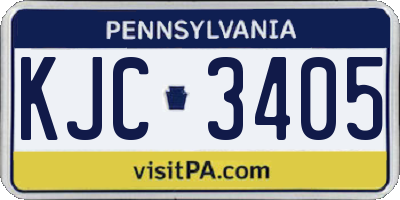 PA license plate KJC3405
