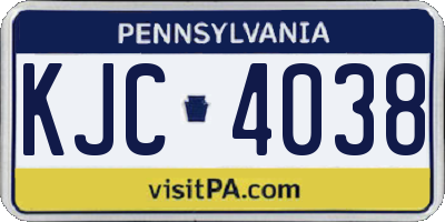 PA license plate KJC4038