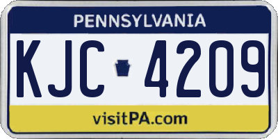 PA license plate KJC4209