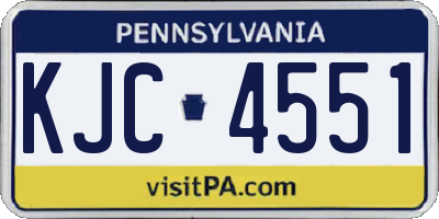PA license plate KJC4551