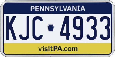 PA license plate KJC4933