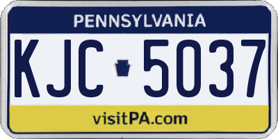 PA license plate KJC5037