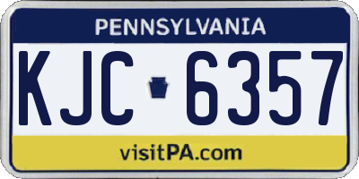 PA license plate KJC6357