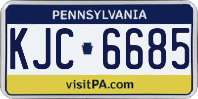 PA license plate KJC6685