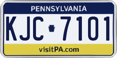 PA license plate KJC7101