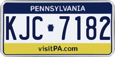 PA license plate KJC7182