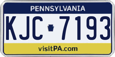 PA license plate KJC7193