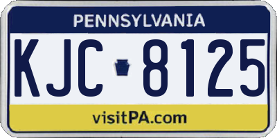 PA license plate KJC8125