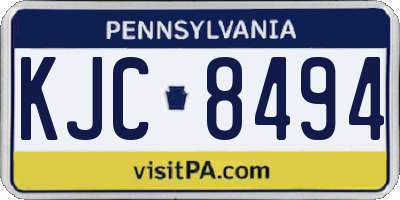 PA license plate KJC8494