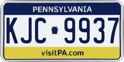 PA license plate KJC9937