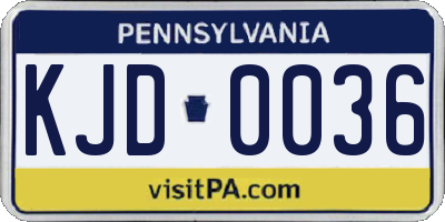 PA license plate KJD0036