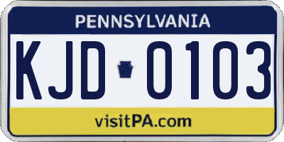 PA license plate KJD0103