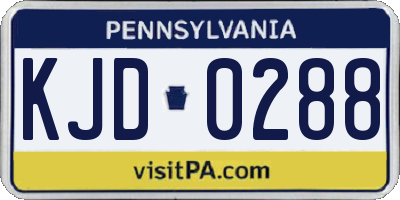 PA license plate KJD0288