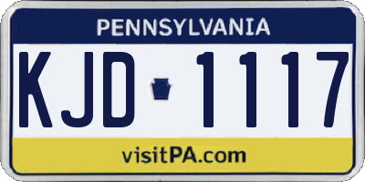 PA license plate KJD1117