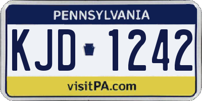 PA license plate KJD1242