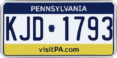 PA license plate KJD1793