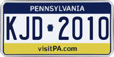 PA license plate KJD2010