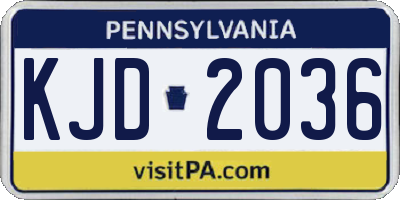 PA license plate KJD2036