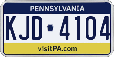 PA license plate KJD4104