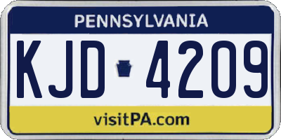PA license plate KJD4209