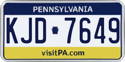 PA license plate KJD7649