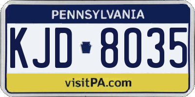 PA license plate KJD8035