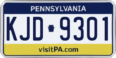 PA license plate KJD9301
