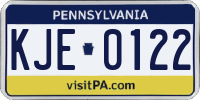 PA license plate KJE0122