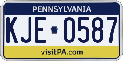 PA license plate KJE0587