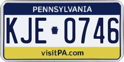 PA license plate KJE0746