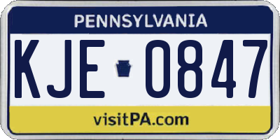 PA license plate KJE0847