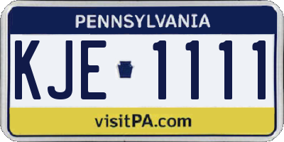 PA license plate KJE1111