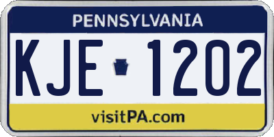 PA license plate KJE1202
