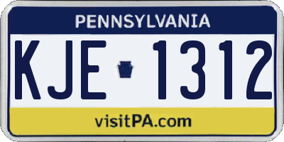 PA license plate KJE1312