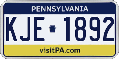 PA license plate KJE1892