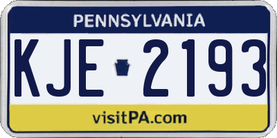 PA license plate KJE2193