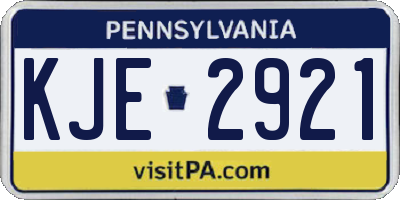 PA license plate KJE2921