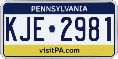 PA license plate KJE2981