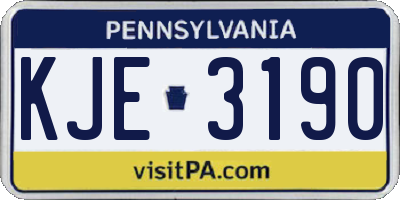 PA license plate KJE3190
