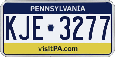 PA license plate KJE3277
