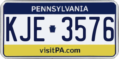 PA license plate KJE3576