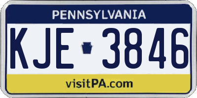 PA license plate KJE3846