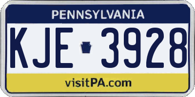 PA license plate KJE3928