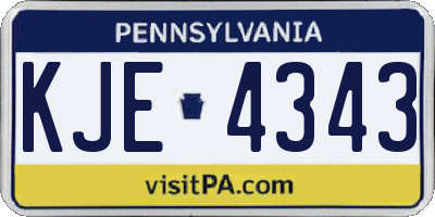 PA license plate KJE4343