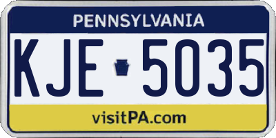 PA license plate KJE5035