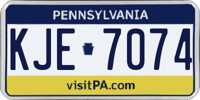 PA license plate KJE7074