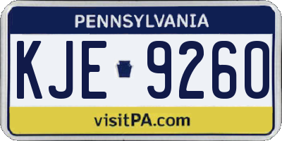 PA license plate KJE9260